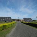 Currie Power Station with solar array and Huxley Hill turbines_King Island